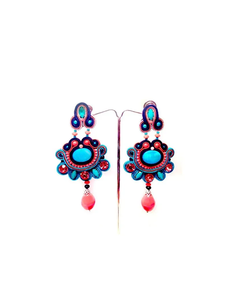 COMPRAR PENDIENTES FLAMENCA ONLINE CORAL TURQUESA 