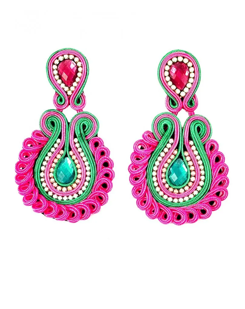 COMPRAR PENDIENTES GRANDES DE FLAMENCA FUCSIAS SON FABULOSOS VENTA ONLINE