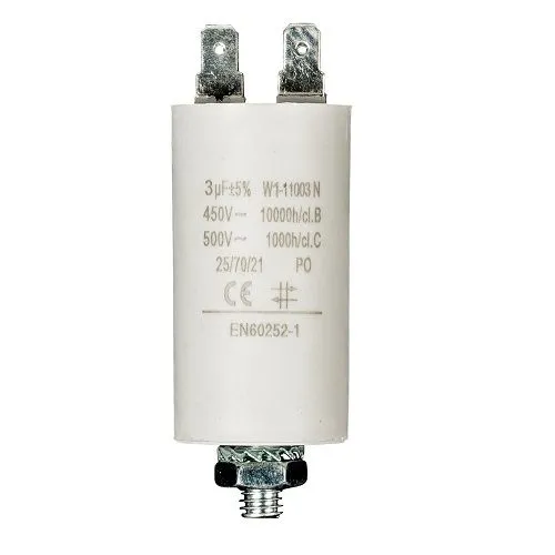 Condensador De Arranque Para Motor Electrico 450 VAC 3.0 UF Blanco