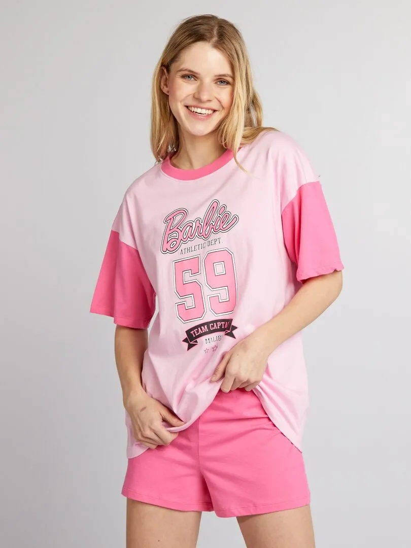 CONJUNTO DE CAMISETA + SHORT 'BARBIE'  2 PIEZAS  ROSA