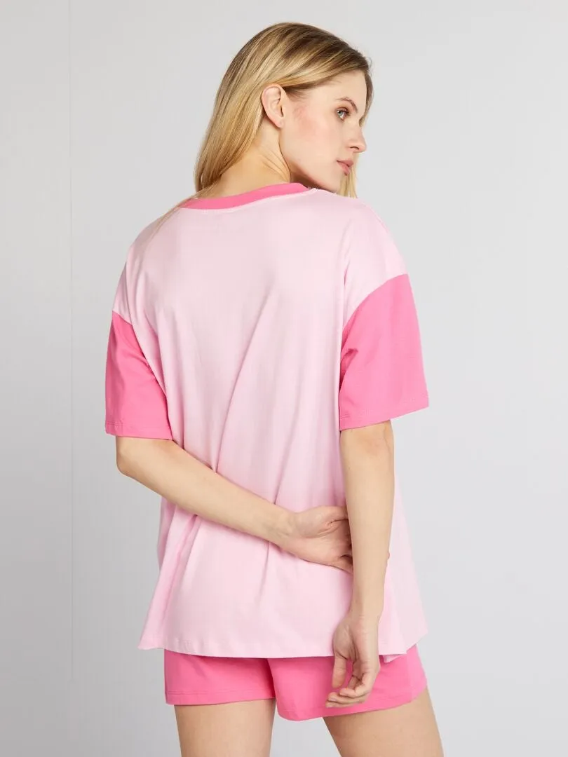 CONJUNTO DE CAMISETA + SHORT 'BARBIE'  2 PIEZAS  ROSA