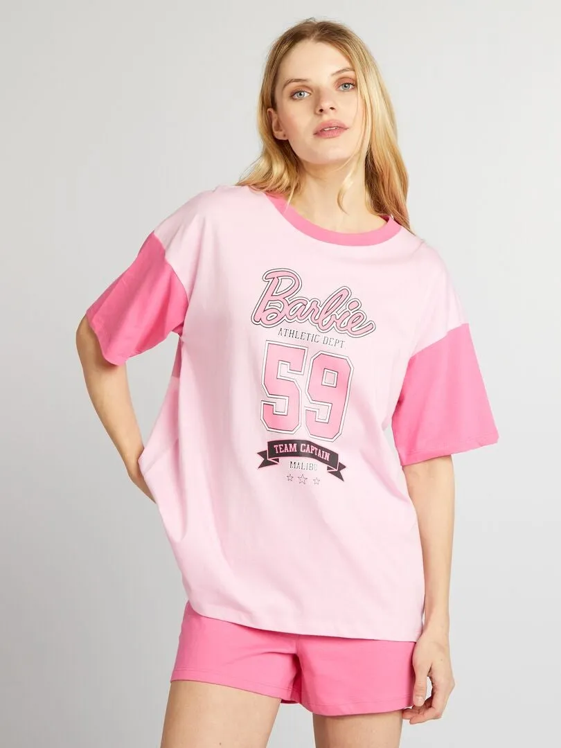 CONJUNTO DE CAMISETA + SHORT 'BARBIE'  2 PIEZAS  ROSA
