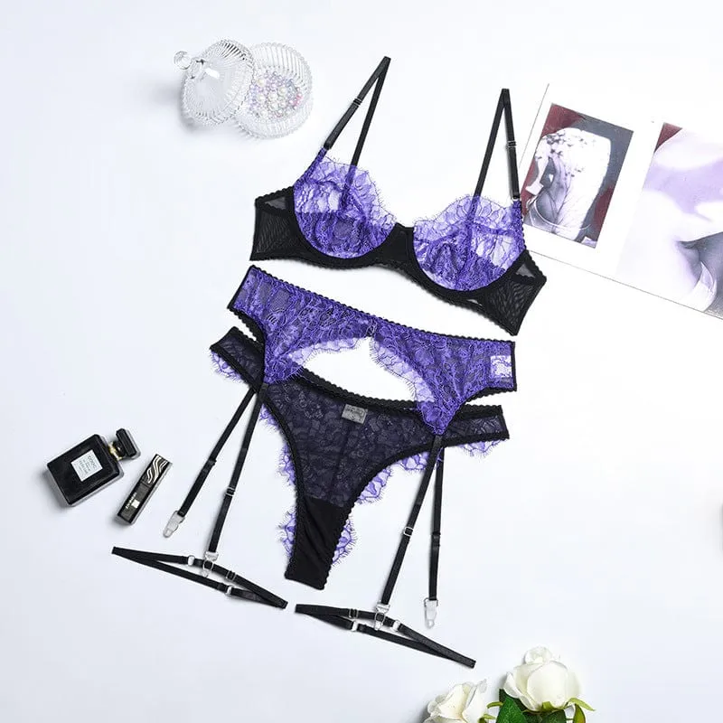 Conjunto de lencería morado Yvonne