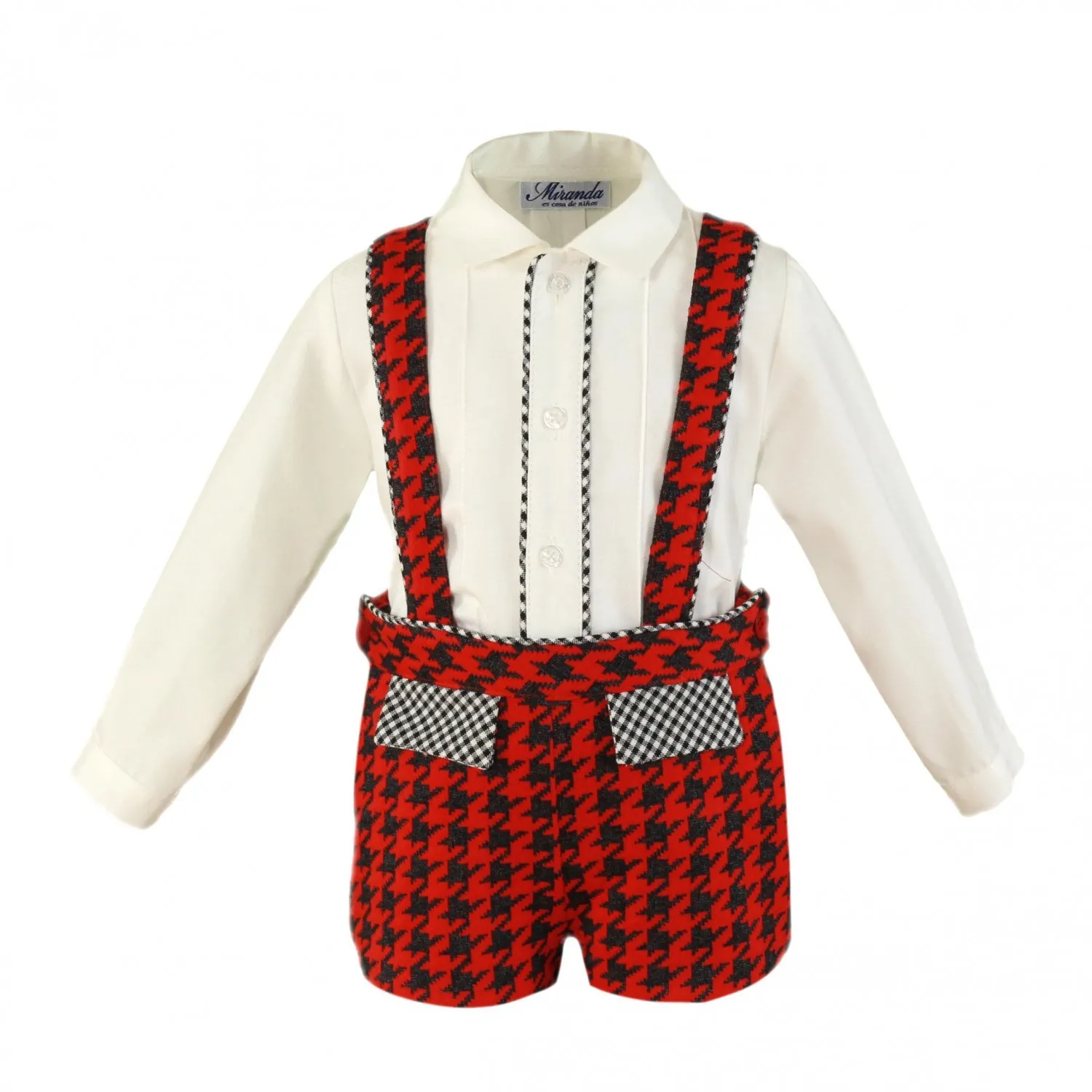 Conjunto para niño. Camisa blanca y pantalón en pata de gallo.