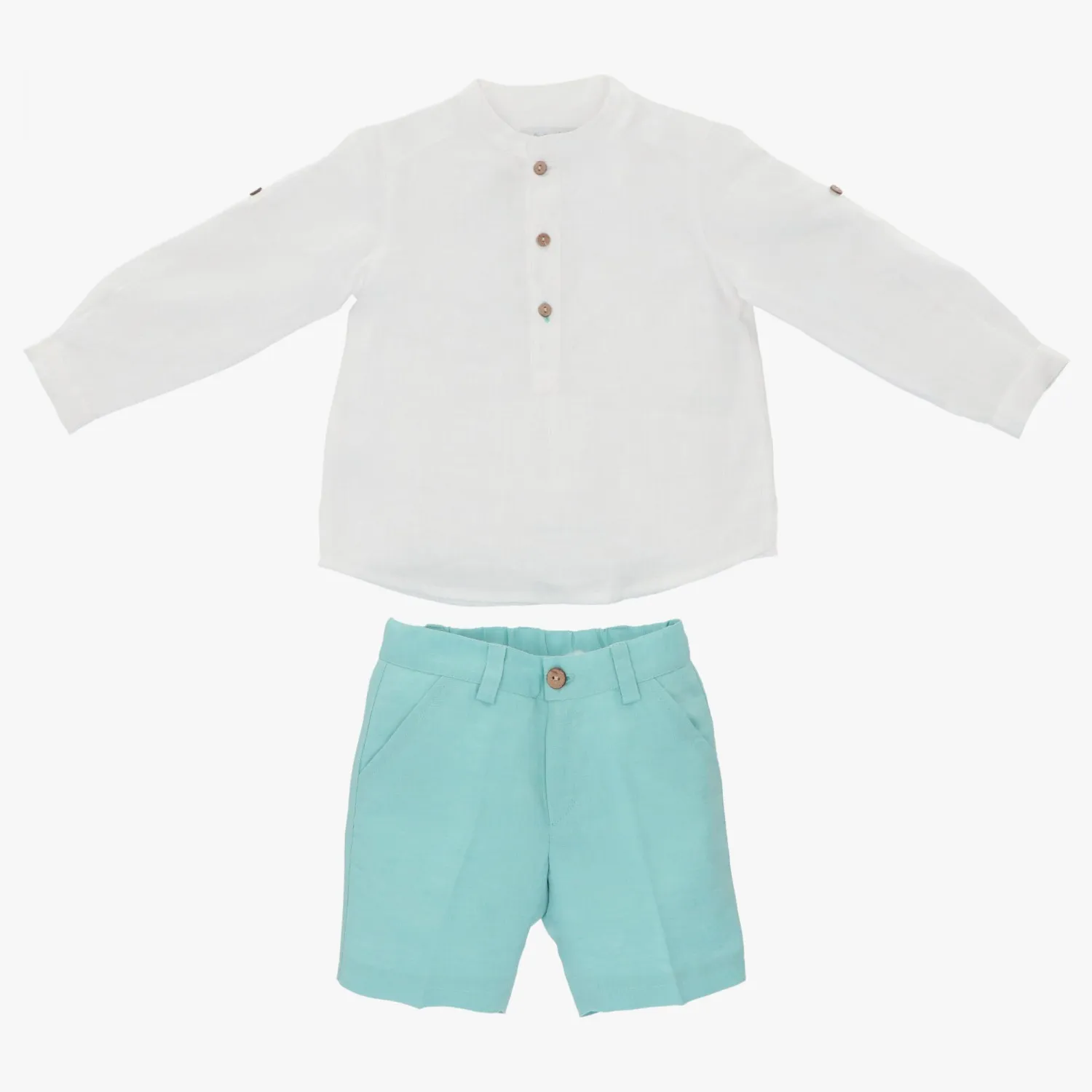 Conjunto para niño camisa y pantalón verde. Colección Farm