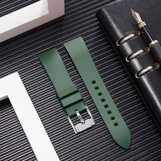 Correa Reloj Silicona Liberacion Rapida 24 Mm Verde Oscuro
