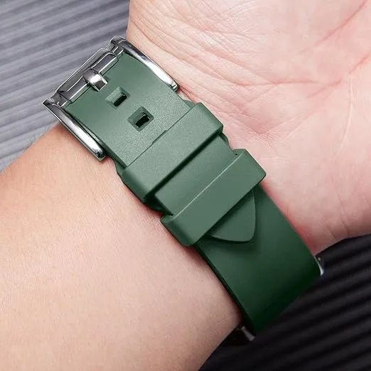 Correa Reloj Silicona Liberacion Rapida 24 Mm Verde Oscuro