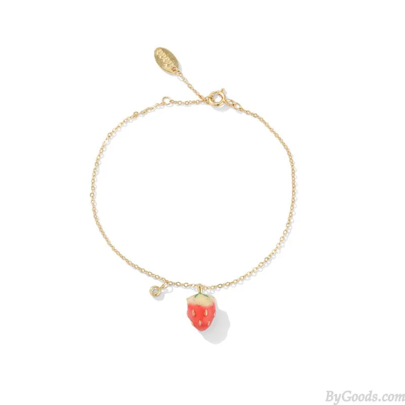 Cute Strawberry Pendant Bracelet Valentine's Day Gift Jewelry Anklet Accessories Women's Bracelet 