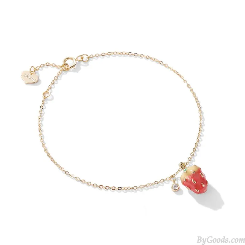 Cute Strawberry Pendant Bracelet Valentine's Day Gift Jewelry Anklet Accessories Women's Bracelet 