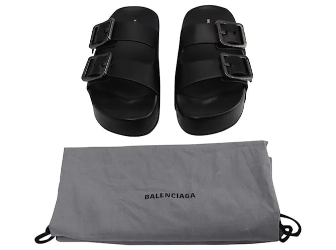 Day Sandalias Balenciaga Mallorca Plataforma en Cuero Negro 
