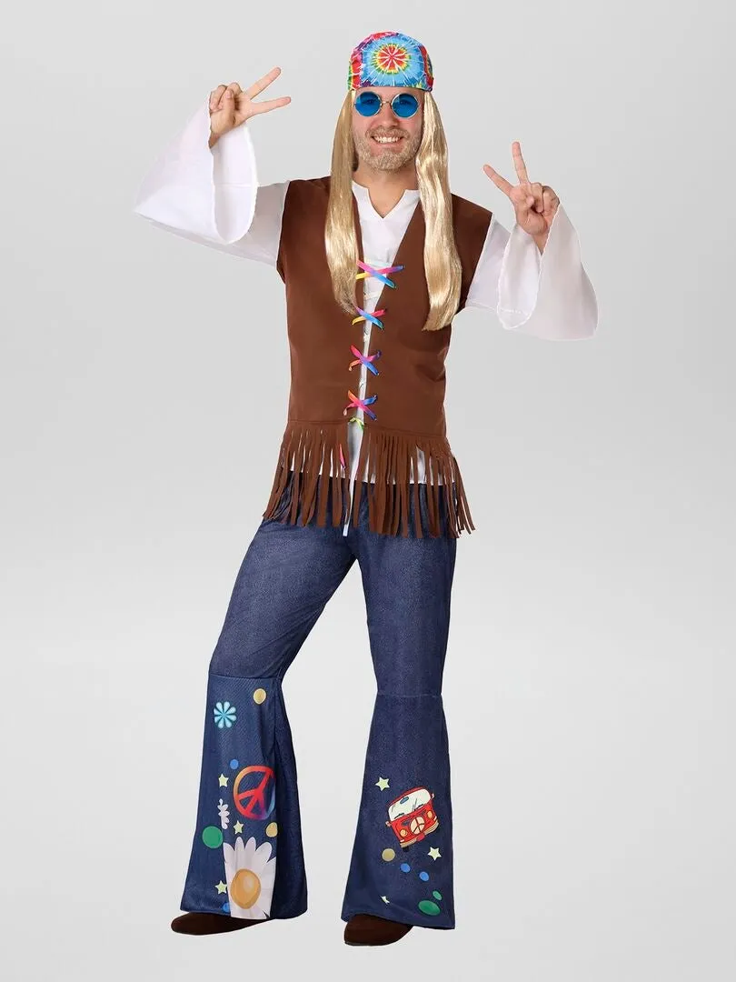 DISFRAZ DE HIPPIE   2 PIEZAS  BLANCO