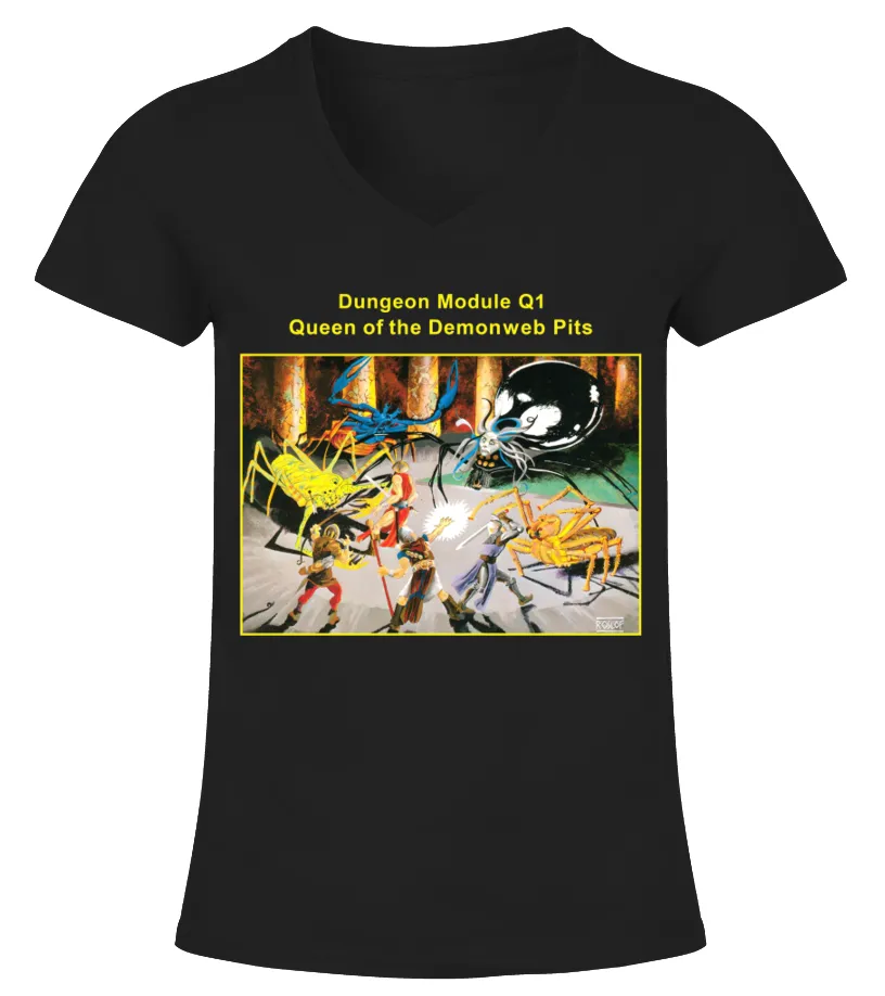 DNDALL059BK. QUEEN OF THE DEMONWEB PITS CAMISETA CUELLO PICO MUJER