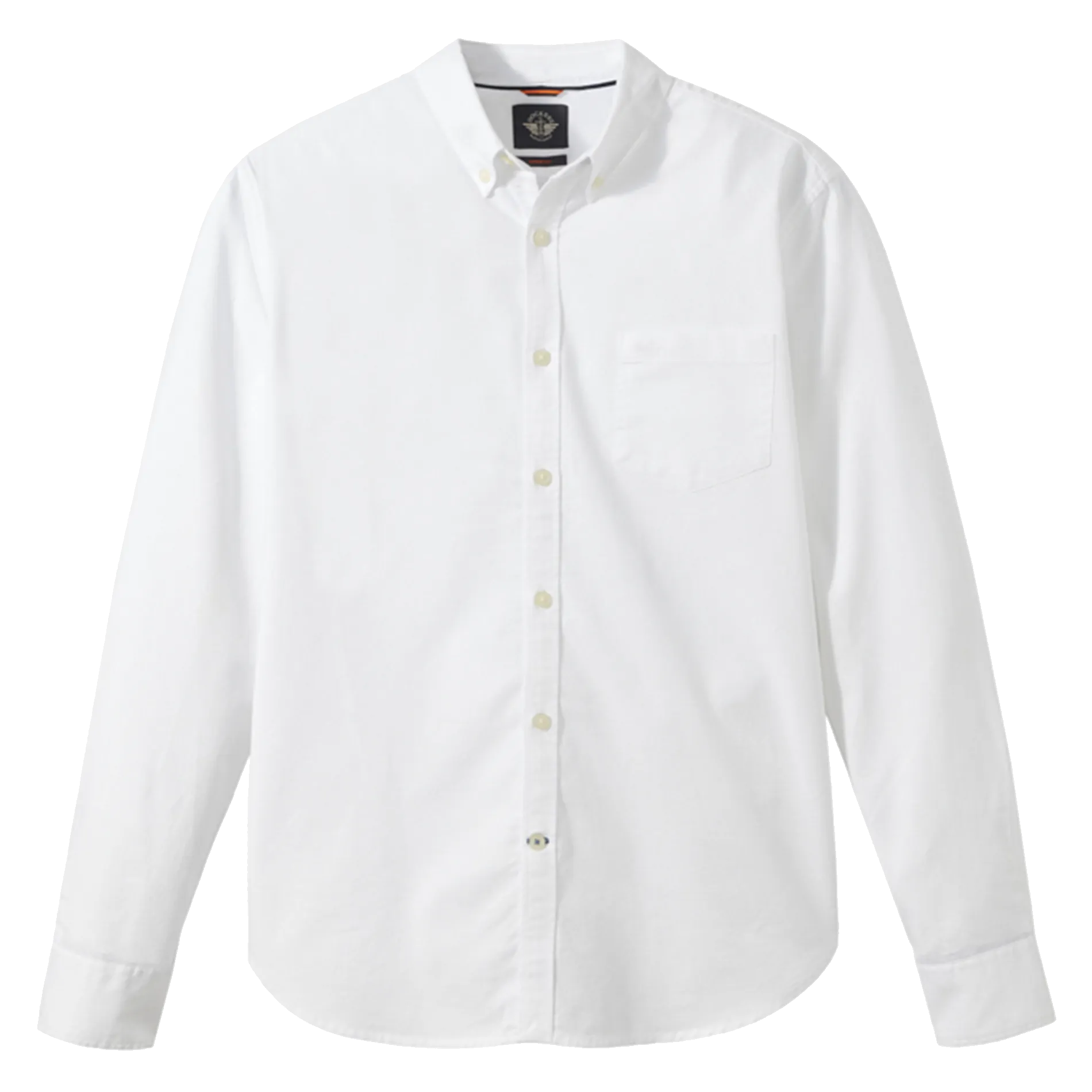 DOCKERS Camisa regular fit de mezcla de algodón con cuello americano en blanco