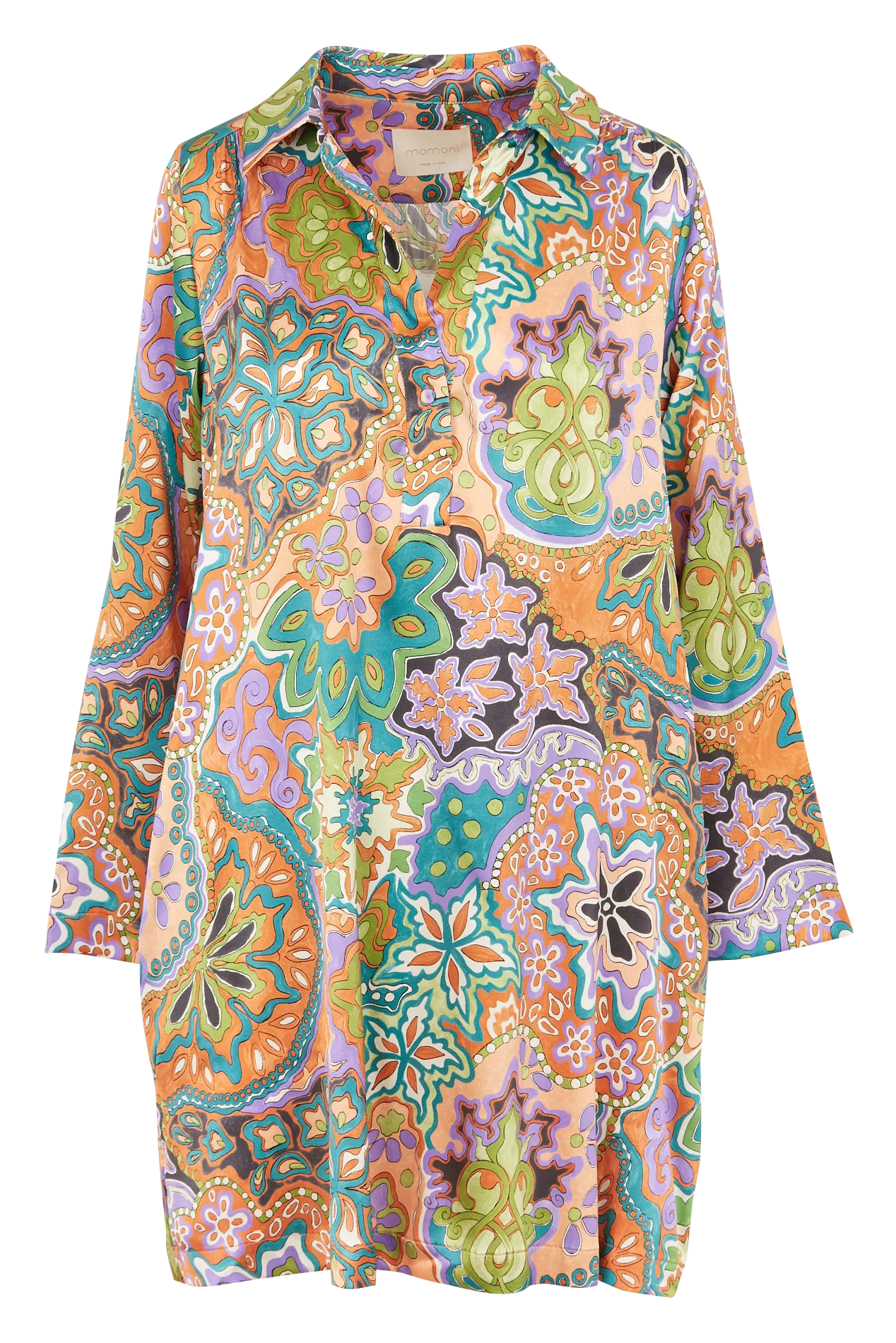 EDMONDE  VESTIDO CORTO DE MEZCLA DE SEDA ESTAMPADA CON CUELLO CLáSICO EN MULTICOLOR