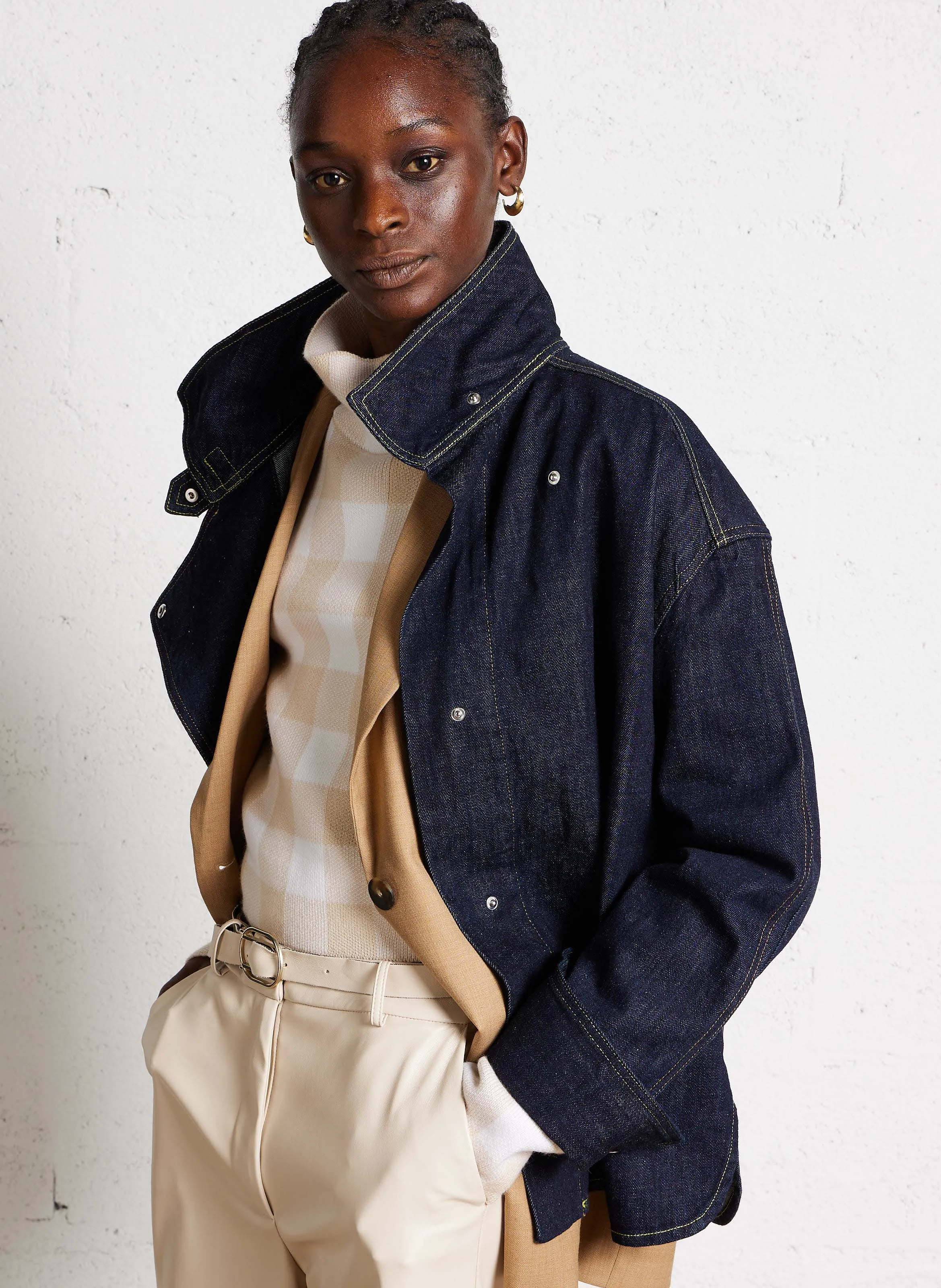 EGAN  CHAQUETA CON CUELLO DESESTRUCTURADO DE DENIM DE ALGODóN EN AZUL