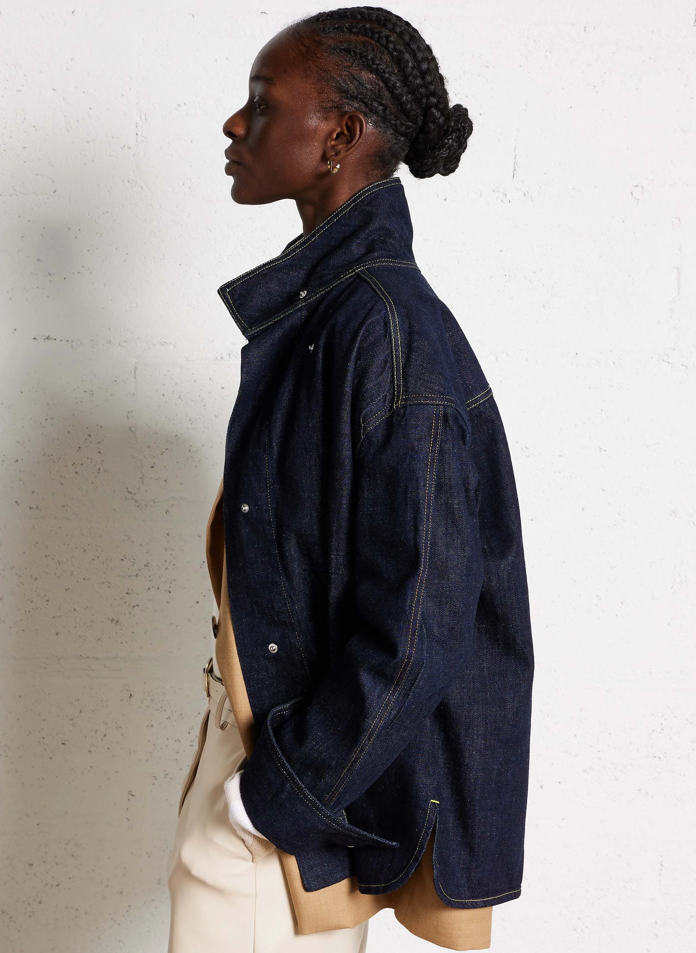 EGAN  CHAQUETA CON CUELLO DESESTRUCTURADO DE DENIM DE ALGODóN EN AZUL