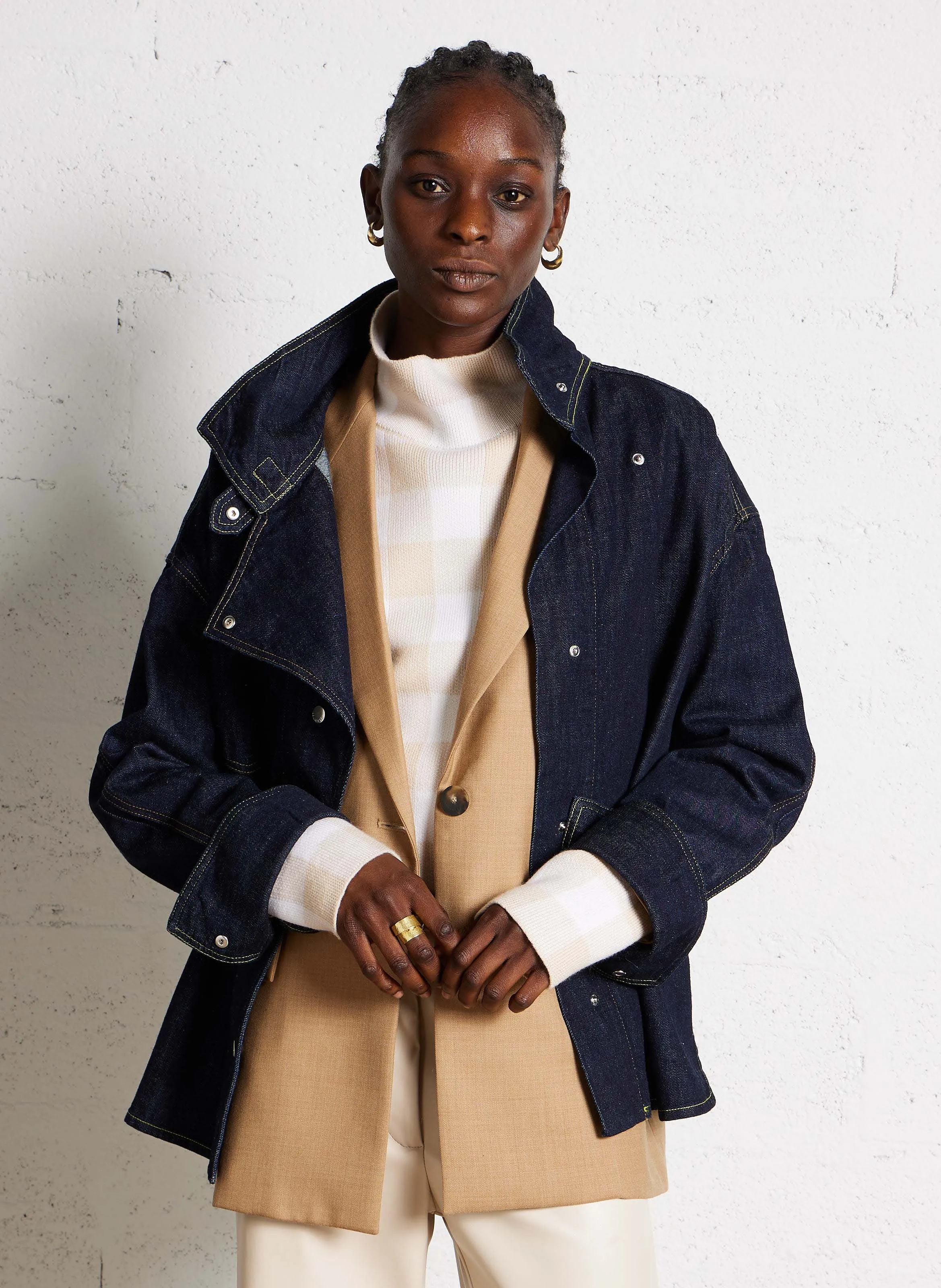 EGAN  CHAQUETA CON CUELLO DESESTRUCTURADO DE DENIM DE ALGODóN EN AZUL
