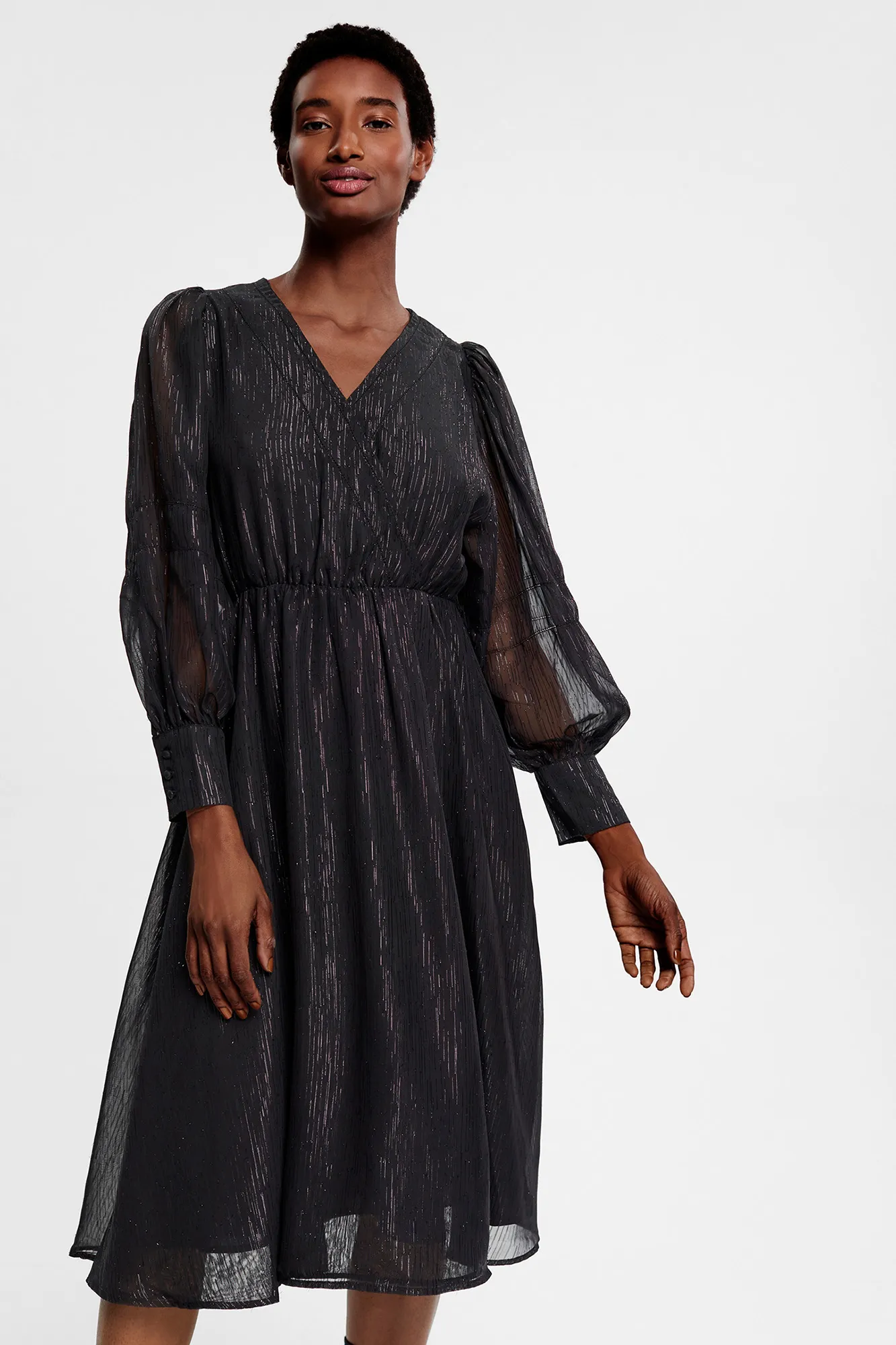 Esprit Vestido lurex escote cruzado