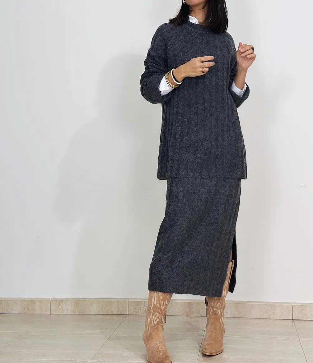 Falda Midi Marianne Gris