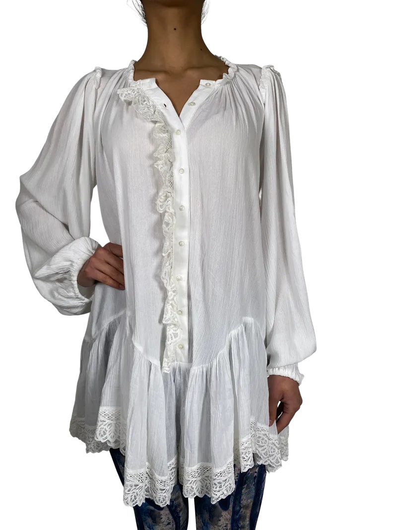 FREE PEOPLE Blusón Blanco Oversize
