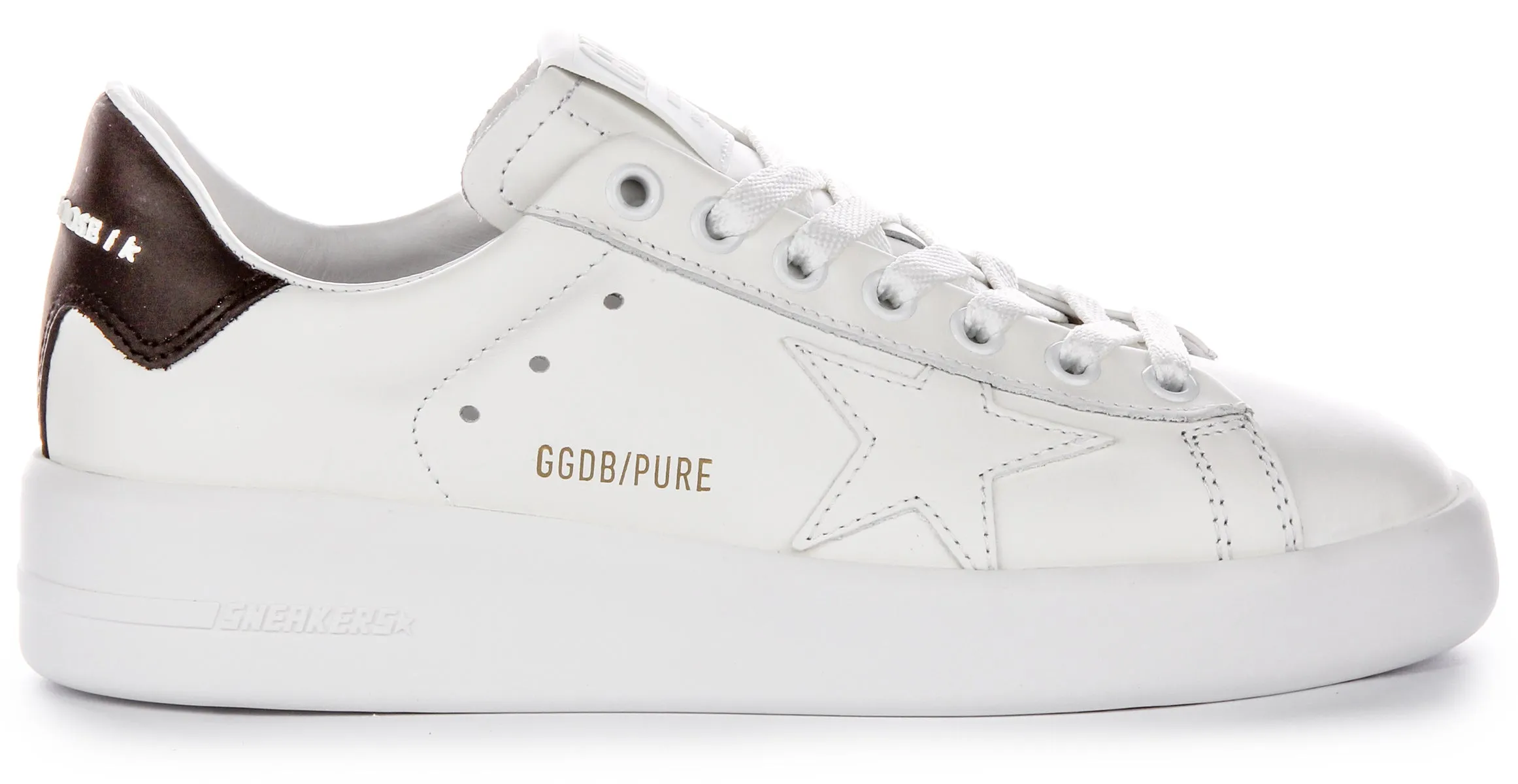 Golden Goose Pure Star Nuevas zapatillas de cuero para mujer con diseño de caja y logo en blanco y negro