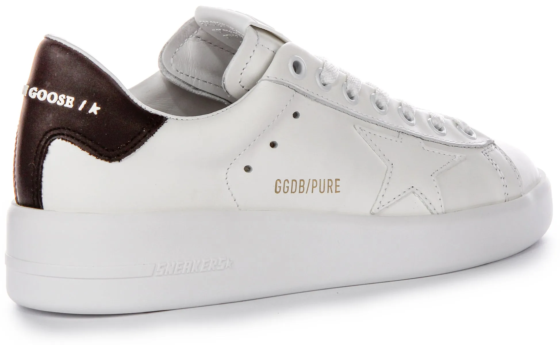 Golden Goose Pure Star Nuevas zapatillas de cuero para mujer con diseño de caja y logo en blanco y negro