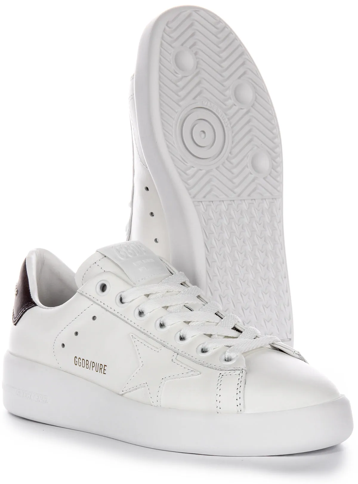 Golden Goose Pure Star Nuevas zapatillas de cuero para mujer con diseño de caja y logo en blanco y negro