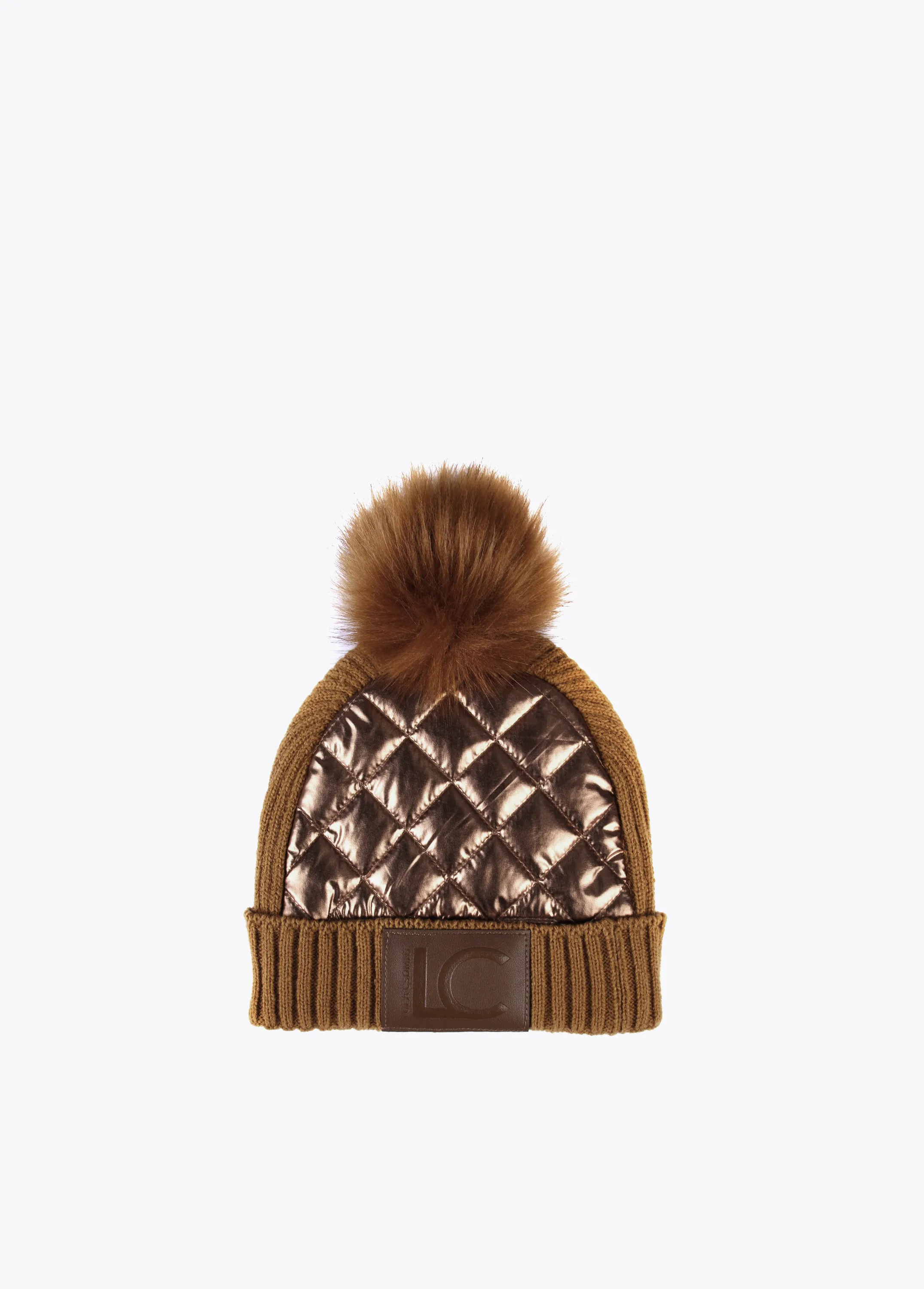 Gorro metalizado pompón marrón Lola Casademunt