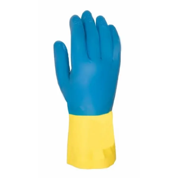 GUANTE QUIMICO S7 NAT. FLOC. 322 LATEX/NEOP AZ/AM JUBA 322/77ï5