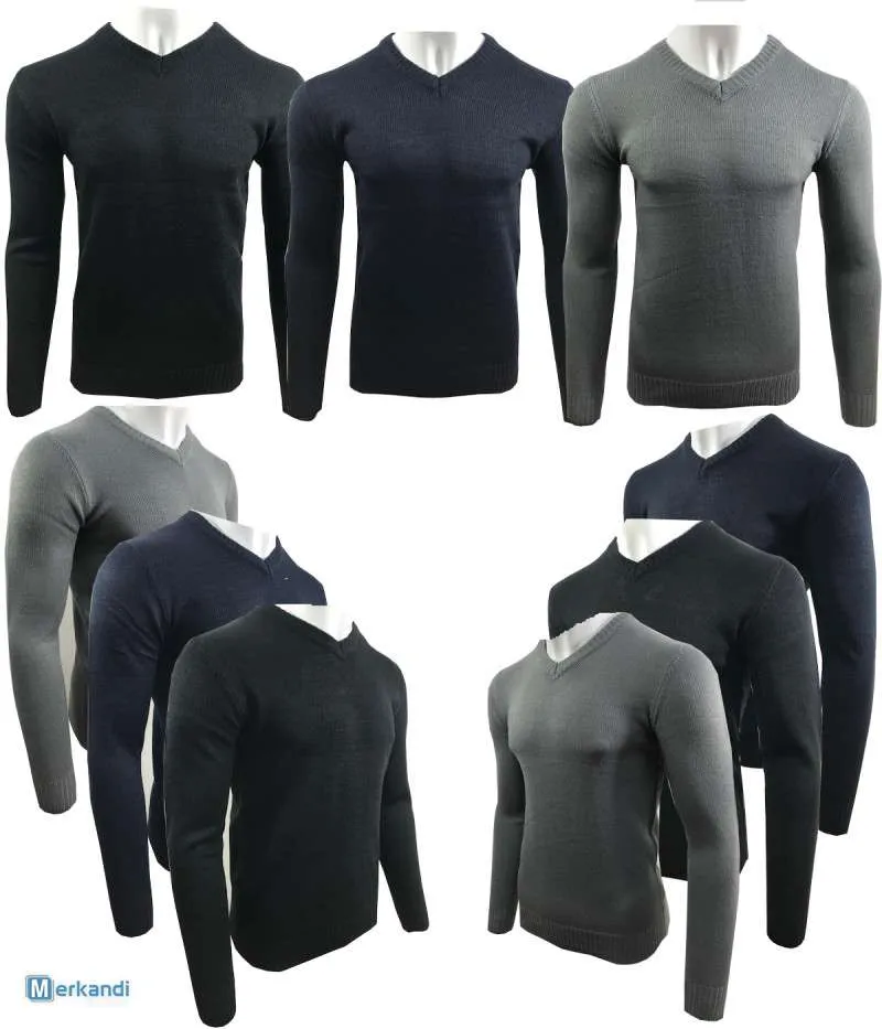 Hombre V Cuello Liso Suéter Invierno Jumper Sudaderas Nuevo