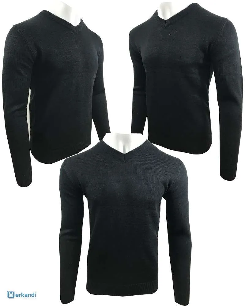 Hombre V Cuello Liso Suéter Invierno Jumper Sudaderas Nuevo