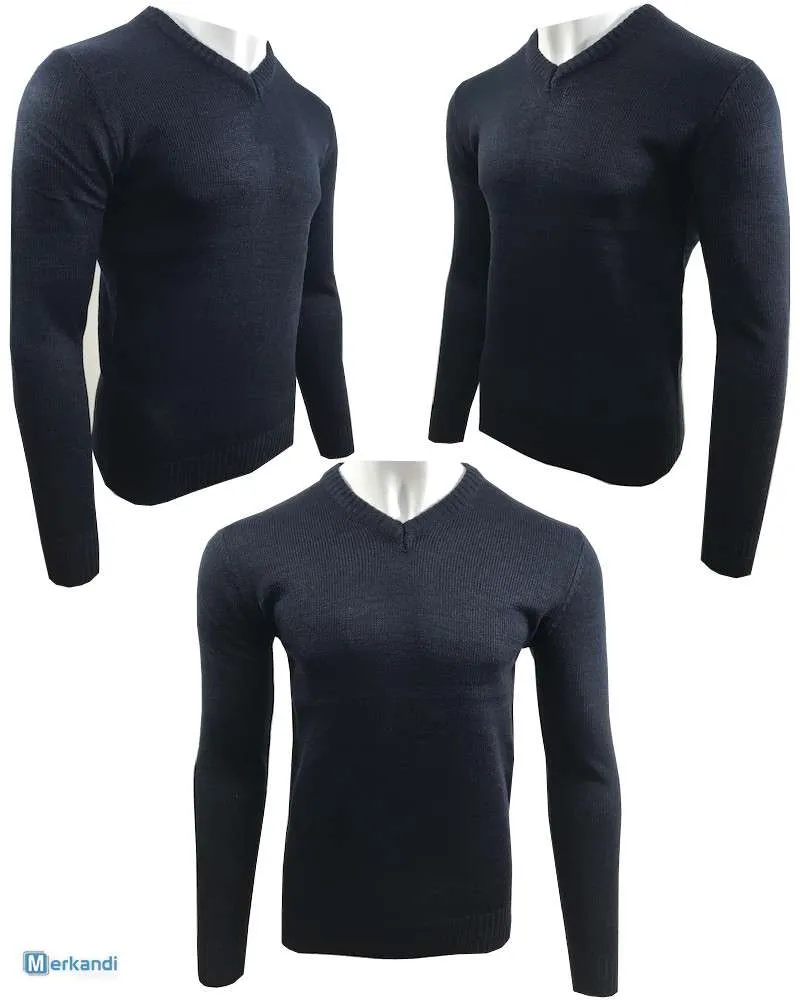 Hombre V Cuello Liso Suéter Invierno Jumper Sudaderas Nuevo