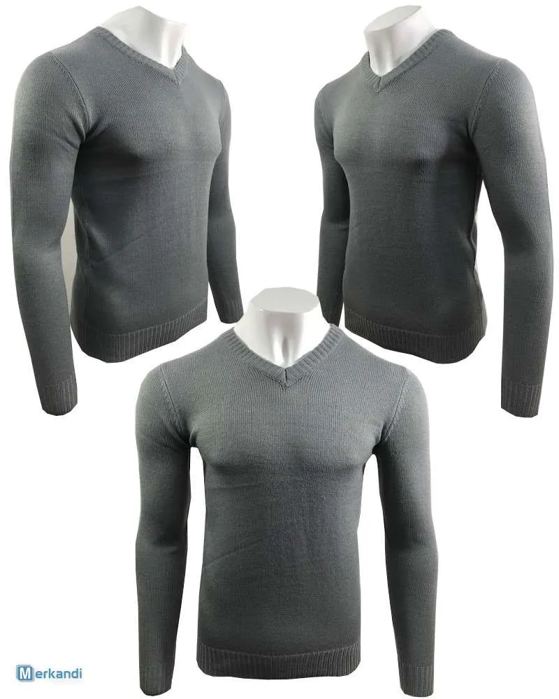 Hombre V Cuello Liso Suéter Invierno Jumper Sudaderas Nuevo