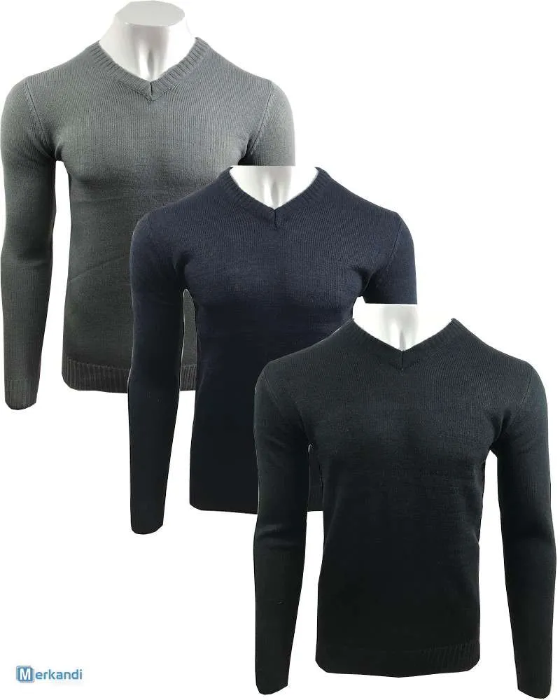 Hombre V Cuello Liso Suéter Invierno Jumper Sudaderas Nuevo