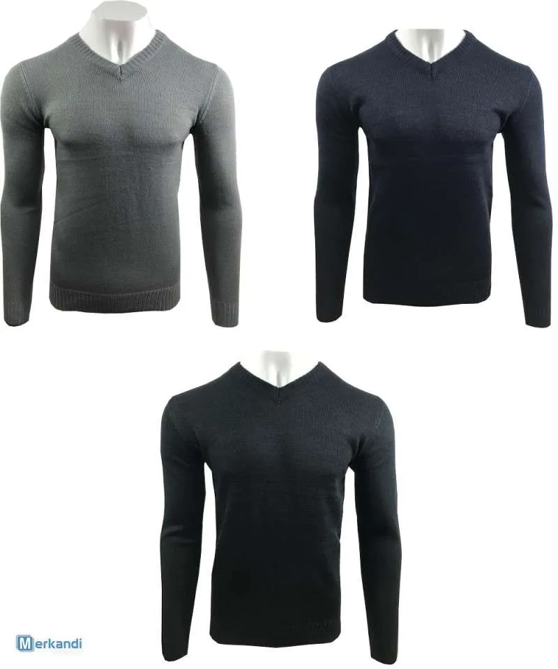 Hombre V Cuello Liso Suéter Invierno Jumper Sudaderas Nuevo
