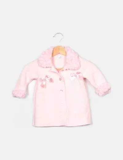 Ilusión Abrigo rosa punto combinado