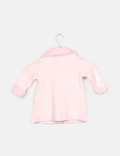 Ilusión Abrigo rosa punto combinado
