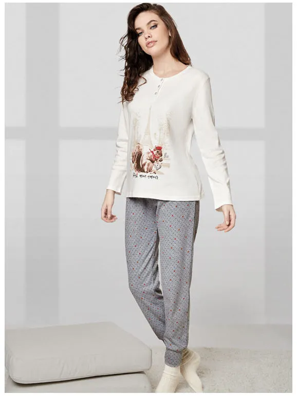 Infiore Pijama largo de mujer Serafino de cálido algodón.
