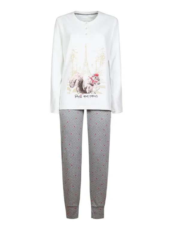 Infiore Pijama largo de mujer Serafino de cálido algodón.