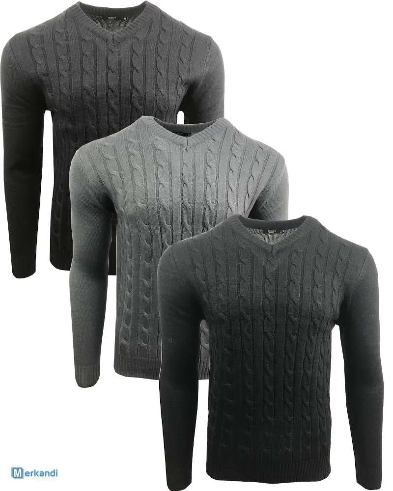 JERSEY PARA HOMBRES CABLE TEJER VNECK PULLOVER WARM CASUAL LONG SLEEVE SUDADERAS