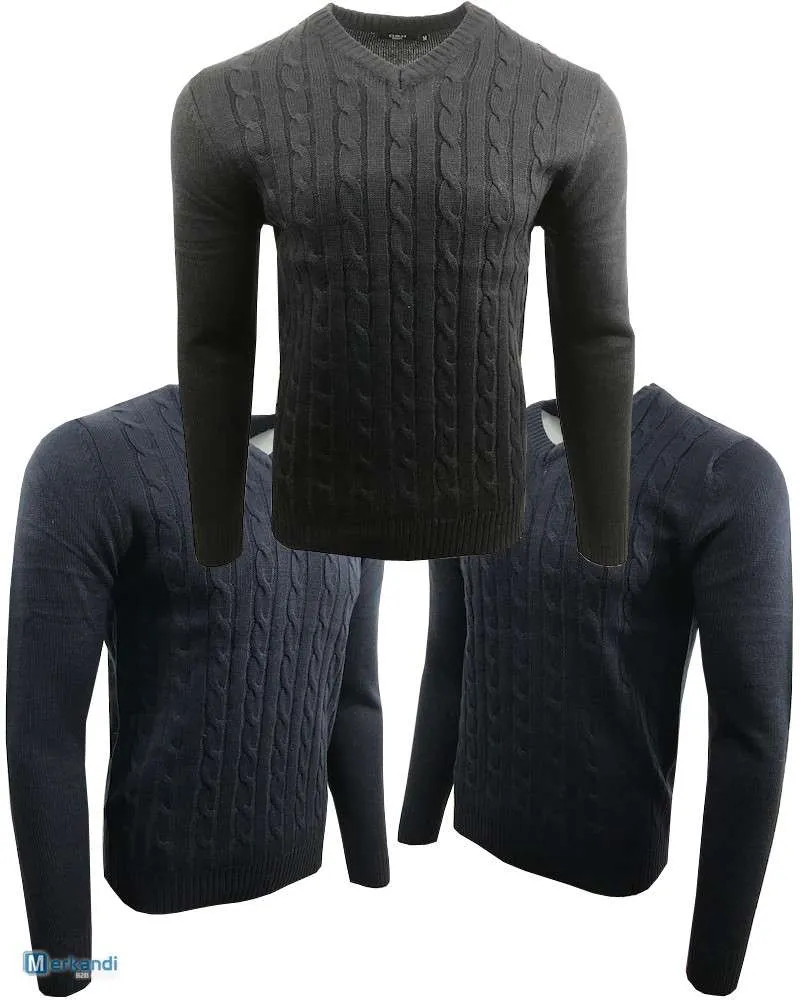 JERSEY PARA HOMBRES CABLE TEJER VNECK PULLOVER WARM CASUAL LONG SLEEVE SUDADERAS