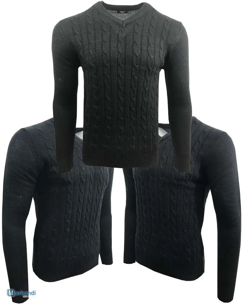 JERSEY PARA HOMBRES CABLE TEJER VNECK PULLOVER WARM CASUAL LONG SLEEVE SUDADERAS