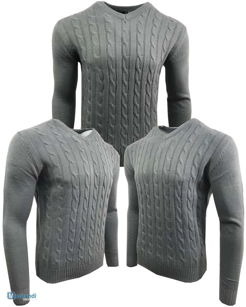 JERSEY PARA HOMBRES CABLE TEJER VNECK PULLOVER WARM CASUAL LONG SLEEVE SUDADERAS