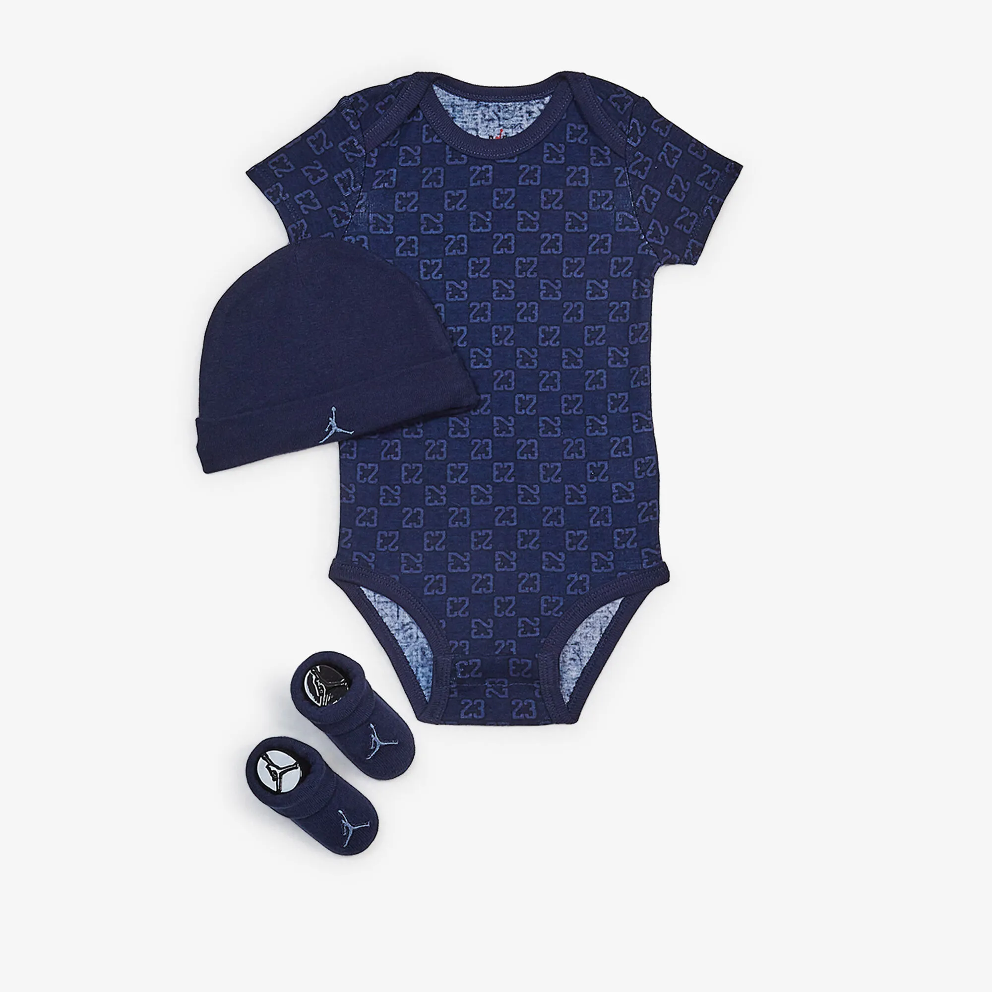 JORDAN 3 PC SET BODYSUIT HAT BOOTIE MONOGRAM