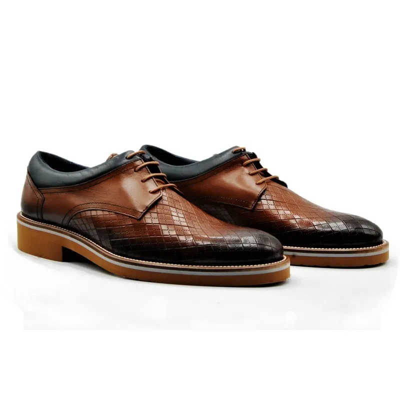 KEEP HONEST 0135 Cuero y azul Casual cordones hombre