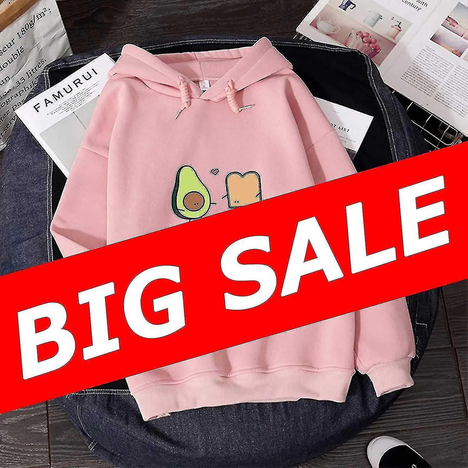 Keevici Lindo Aguacate Pan Vegano Dibujos animados Sudaderas con capucha para mujeres