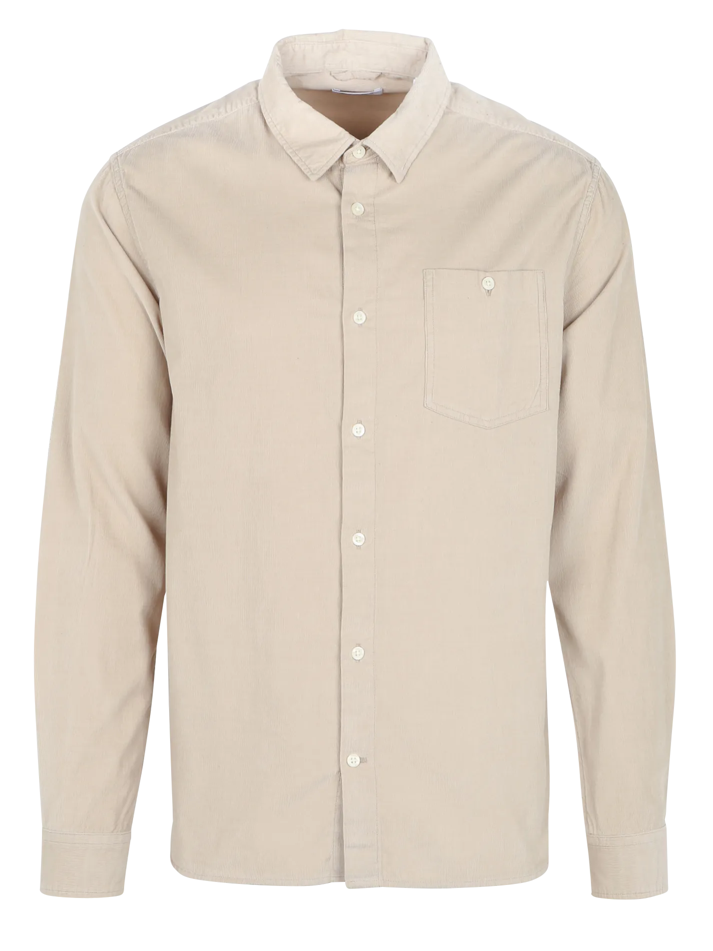KNOWLEDGE COTTON APPAREL Camisa de cuello clásico de aspecto aterciopelado de algodón orgánico. en beige