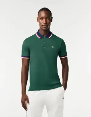 Lacoste Polo regular fit de piqué de algodón stretch con cuello a contraste