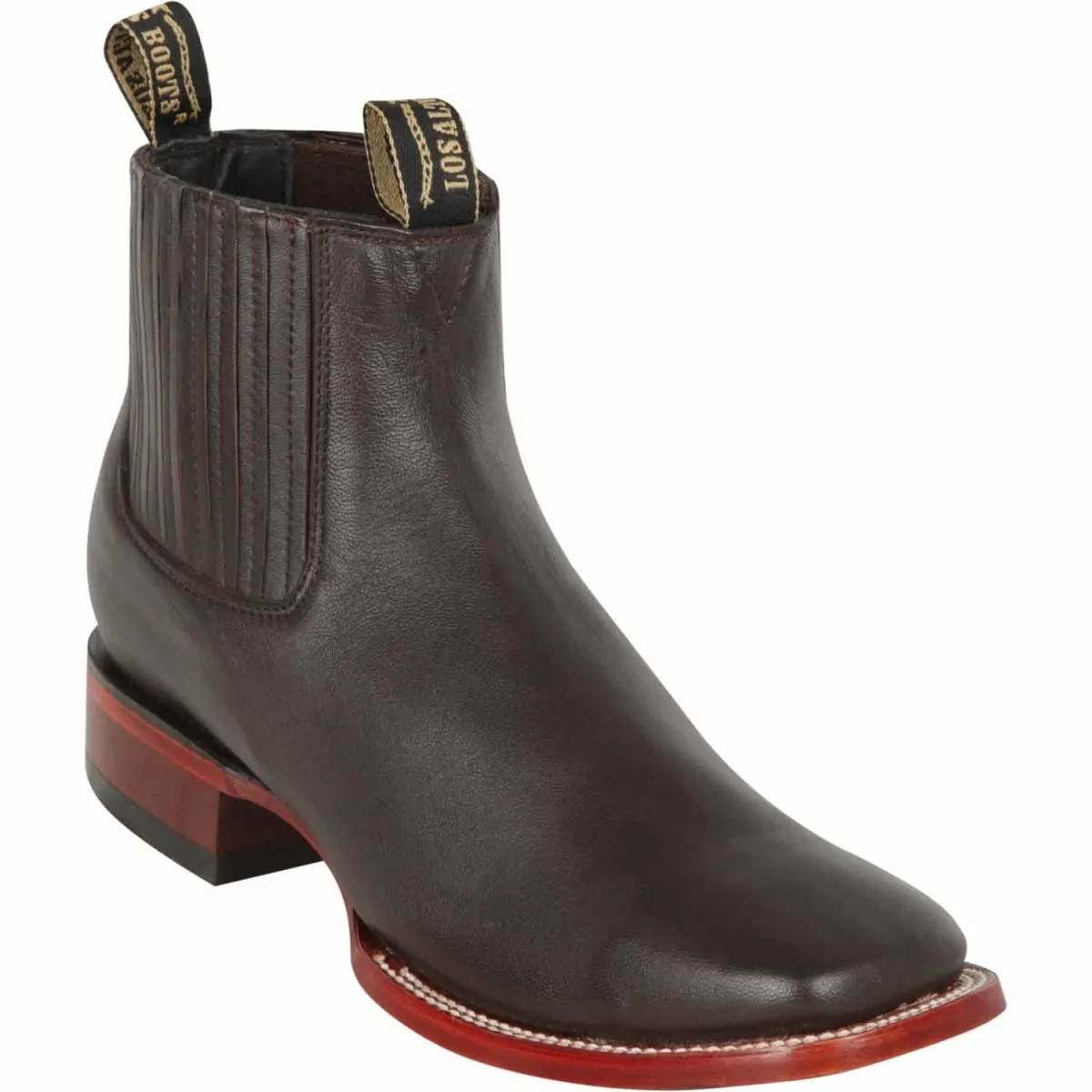 LOS ALTOS MEN'S WIDE SQUARE TOE DEER LEATHER SHORT BOOTS  CHOCOLATE 82B8359