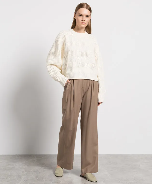 Lou Lou Studio White sweater made of cashmere in a textured pattern